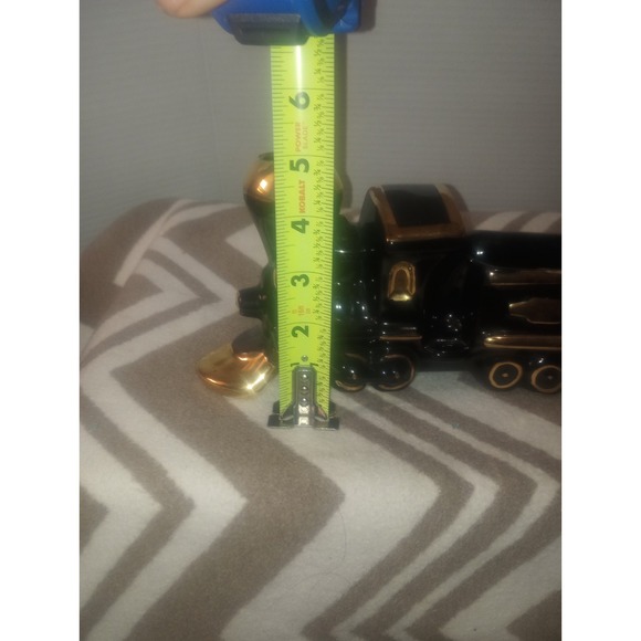 Locomotive Train TV Planter Ceramic MCM Retro 50s Black, Gold 8 3/4L X 5in Tall - Picture 5 of 6